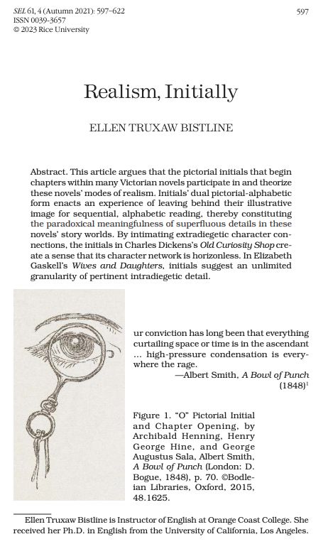 🎉 Congratulations to <a href="/truxaw/">Ellen Truxaw Bistline</a>, who is awarded SEL's volume 61 Monroe Kirk Spears Award for her article "Realism, Initially"! See the award announcement in SEL's newest issue (62.4) bit.ly/4fFLnME &amp; read "Realism, Initially" <a href="/ProjectMUSE/">Project MUSE</a> bit.ly/4hJ8aJo