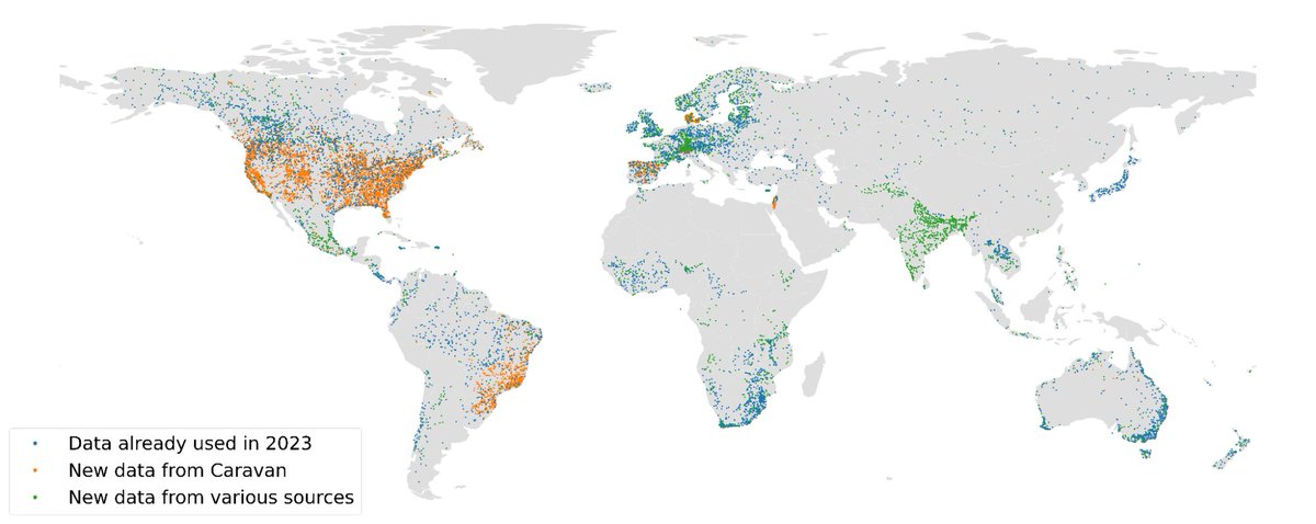 Floods are among the most widespread natural disasters. Here we describe our new flood forecasting model for state-of-the-art 7-day lead time prediction, expanded forecasts on ungauged watersheds for expert use, and a new reanalysis &amp; re-forecast dataset. goo.gle/4hHDS9O