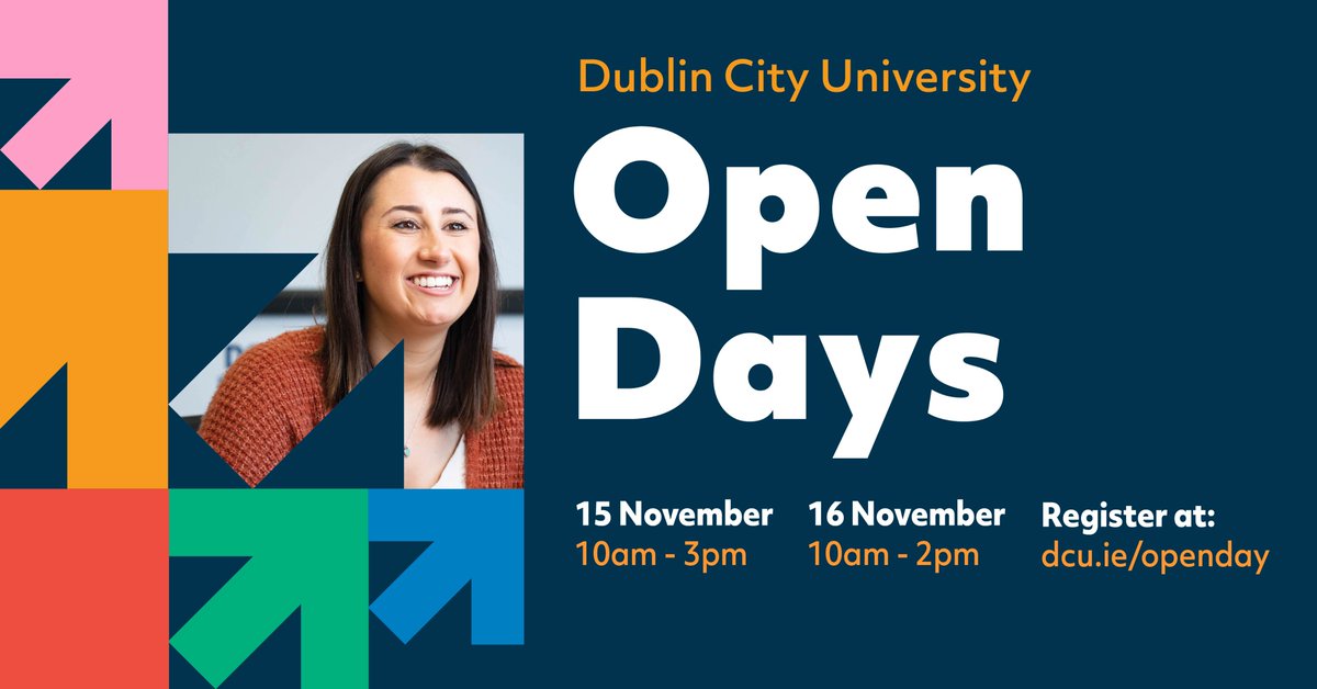 4 days to go🤩

It's not too late to register for our Open Days this Friday, 15th and Saturday, 16th of November🤝
Join us to experience the greatness DCU has to offer from exciting course talks to our talented graduate panel💫

Register at dcu.ie/openday

#WeAreDCU #DCU