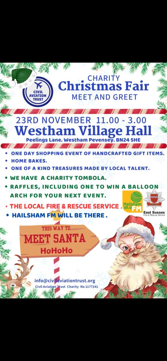 Civil_Av_Trust's tweet image. #civilaviationtrust ##charity ##southeast ##teamwork ##charity
If your in or around Eastbourne on the 23rd of Nov feel free to come down and support us lots of stalls to browse
