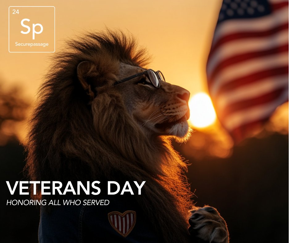 SecurePassage24's tweet photo. 🇺🇸 Today, we pause to honor the strength, courage, and dedication of our Veterans. Your service is a cornerstone of our nation’s freedom, and at Secure Passage, we are forever grateful. You’re the heartbeat of America, and we salute you! https://t.co/4QMW0PMse5