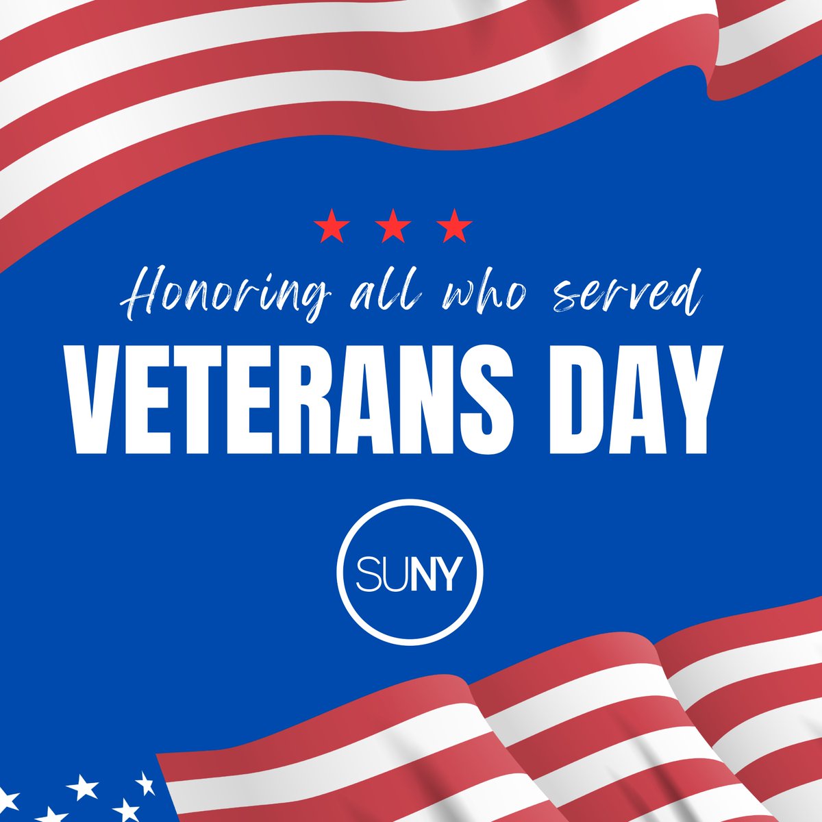 Today, we honor the courage, resilience, and sacrifice of veterans across the nation &amp; within our SUNY family. We're deeply grateful for your courage, resilience, and dedication. Thank you for your service.