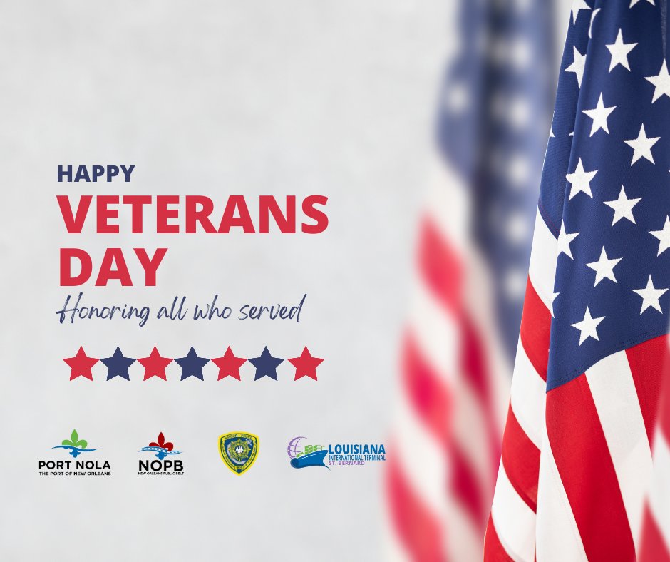 PortNOLA's tweet image. #PortNOLA honors our veterans for their service. Happy #VeteransDay!

#YourWorkingRiver #HonorPrideDedication