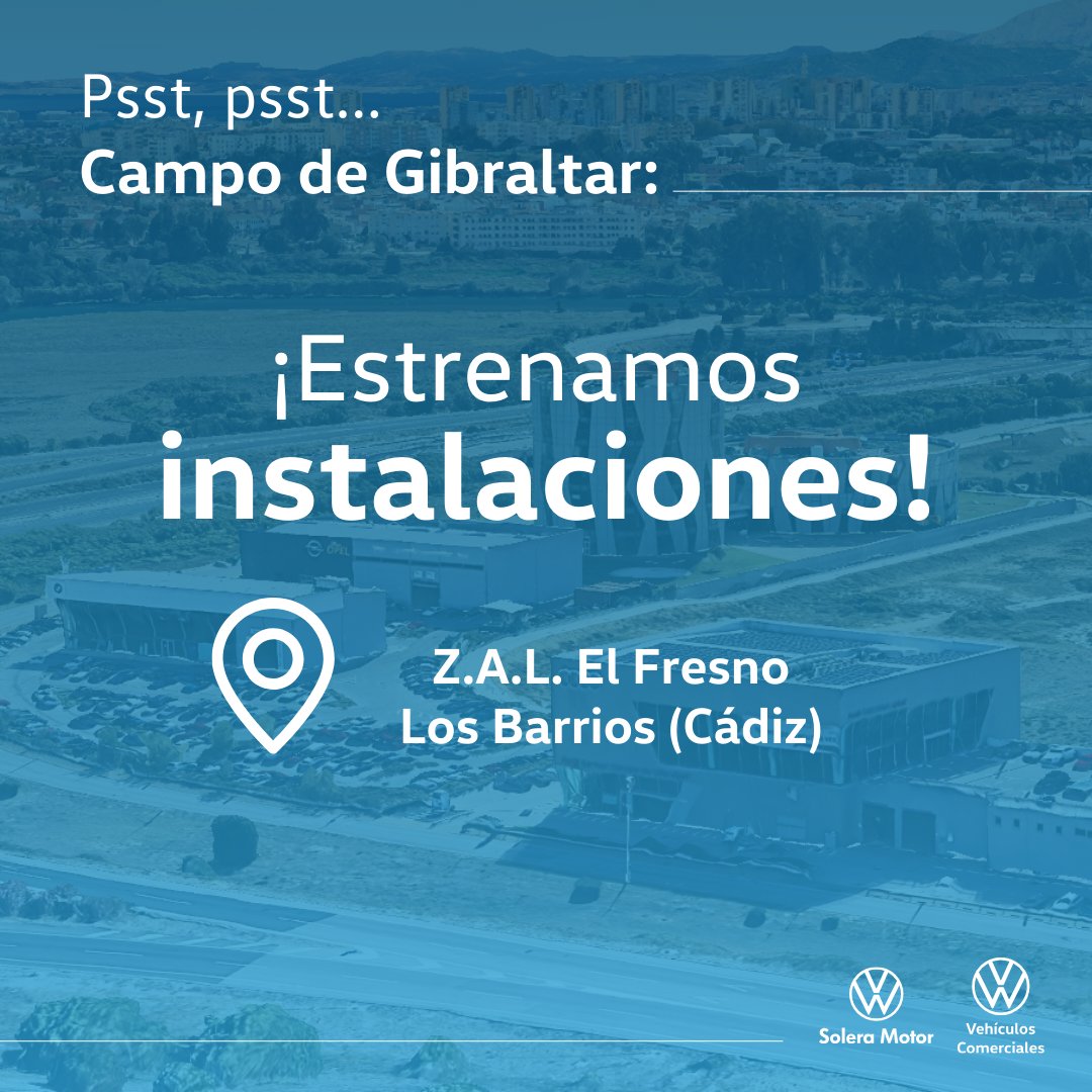 🚗✨ ¡Grandes noticias, Campo de Gibraltar! ✨🚗

Anunciamos la apertura de nuestras nuevas instalaciones de Solera Motor Volkswagen en Campo de Gibraltar.

📍 Z.A.L. El Fresno. Los Barrios (Cádiz)

#SoleraMotor #Volkswagen #CampoDeGibraltar #NuevasInstalaciones