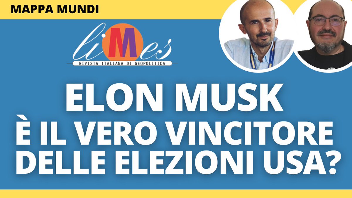 Elon #Musk è il vero vincitore delle elezioni negli Stati Uniti d'America? - Geopolitica dell'IA - MappaMundi con <a href="/alearesu/">Alessandro Aresu</a> e <a href="/aldesiderio/">Alfonso Desiderio</a> sul canale YT di <a href="/limesonline/">Limesonline</a> #usa #trump #IntelligenzaArtificiale