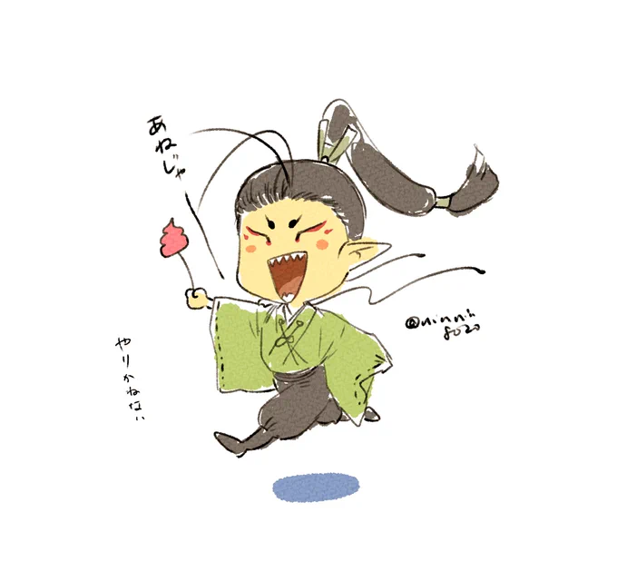 #妄想ひとコマ リハビリらくがき フエは吹けない スサノヲといえば…なエピソードは小サノーならやりかねないよな〜と くれぐれもやってくれるなと思うけど…