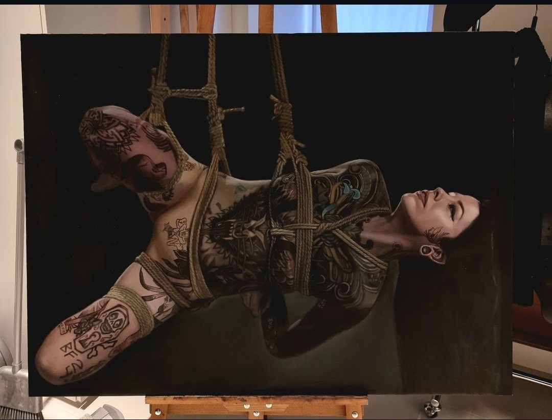 I can't believe this is a painting of lil ol me 🥹🖤  what do you all think of it?