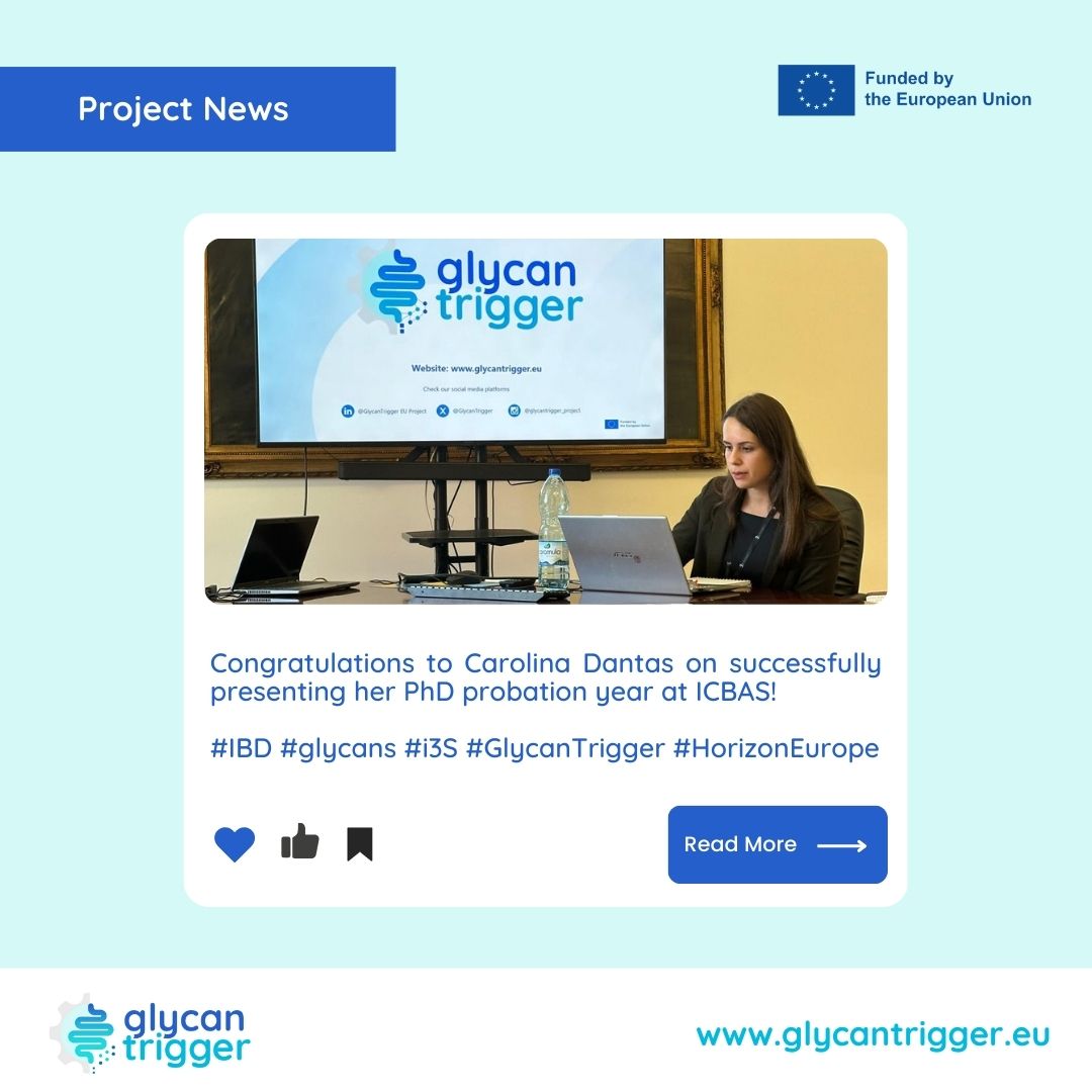 GlycanTrigger (@glycantrigger) on Twitter photo 🎓 Congratulations to Carolina Dantas on successfully presenting her probation year at ICBAS! 🎉
We are happy to share that Carolina Dantas, a PhD candidate within the <a href="/GlycanTrigger/">GlycanTrigger</a> , has completed her probation year at the <a href="/ICBAS_UPorto/">Instituto de Ciências Biomédicas Abel Salazar UP</a> .
<a href="/i3S_UPorto/">i3S-Instituto de Investigação e Inovação em Saúde</a> 🎓 Congratulations to Carolina Dantas on successfully presenting her probation year at ICBAS! 🎉
We are happy to share that Carolina Dantas, a PhD candidate within the <a href="/GlycanTrigger/">GlycanTrigger</a> , has completed her probation year at the <a href="/ICBAS_UPorto/">Instituto de Ciências Biomédicas Abel Salazar UP</a> .
<a href="/i3S_UPorto/">i3S-Instituto de Investigação e Inovação em Saúde</a>