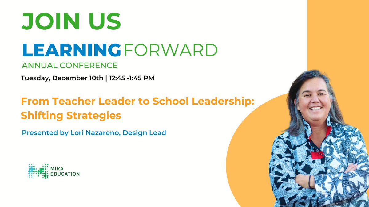 Mira Education (@miraeducation) on Twitter photo Mark your calendar 📆
Mira Education Design Lead @LoriMiraEd is presenting a Roundtable, “From Teacher Leader to Leadership,” at the 2024 Annual <a href="/LearningForward/">Learning Forward</a> Conference.
Register for the conference below. #LearnFwd24 hubs.ly/Q02XyfWK0 Mark your calendar 📆
Mira Education Design Lead @LoriMiraEd is presenting a Roundtable, “From Teacher Leader to Leadership,” at the 2024 Annual <a href="/LearningForward/">Learning Forward</a> Conference.
Register for the conference below. #LearnFwd24 hubs.ly/Q02XyfWK0