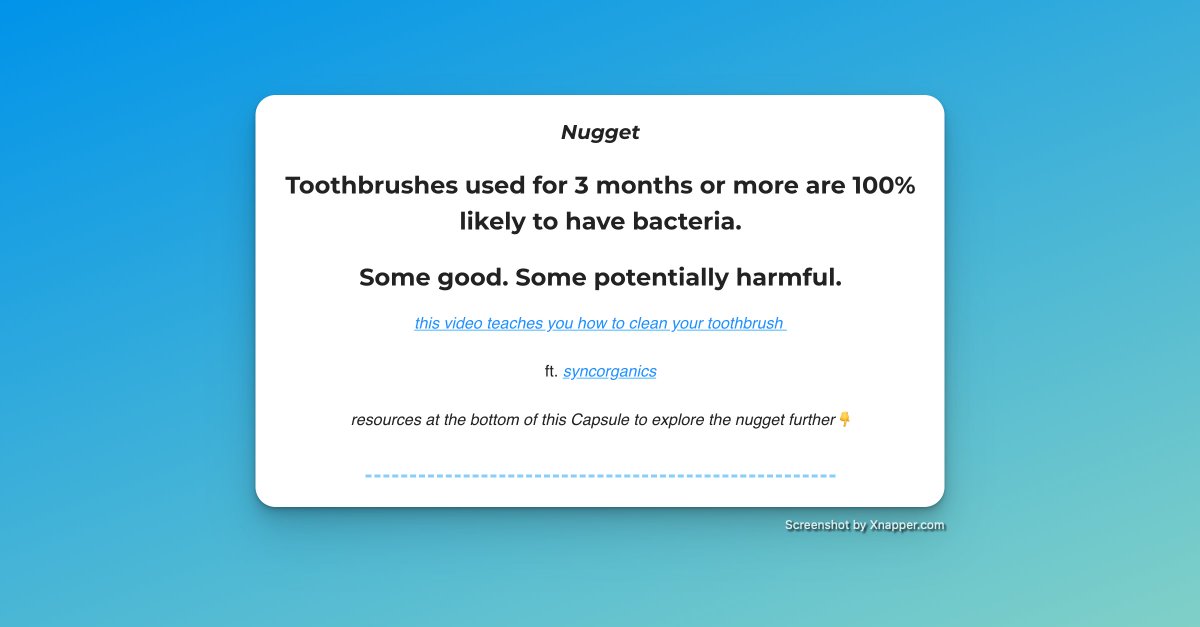 Nuggetznet's tweet photo. Is your toothbrush filled with bacteria? https://t.co/PZv4Ykxa5s