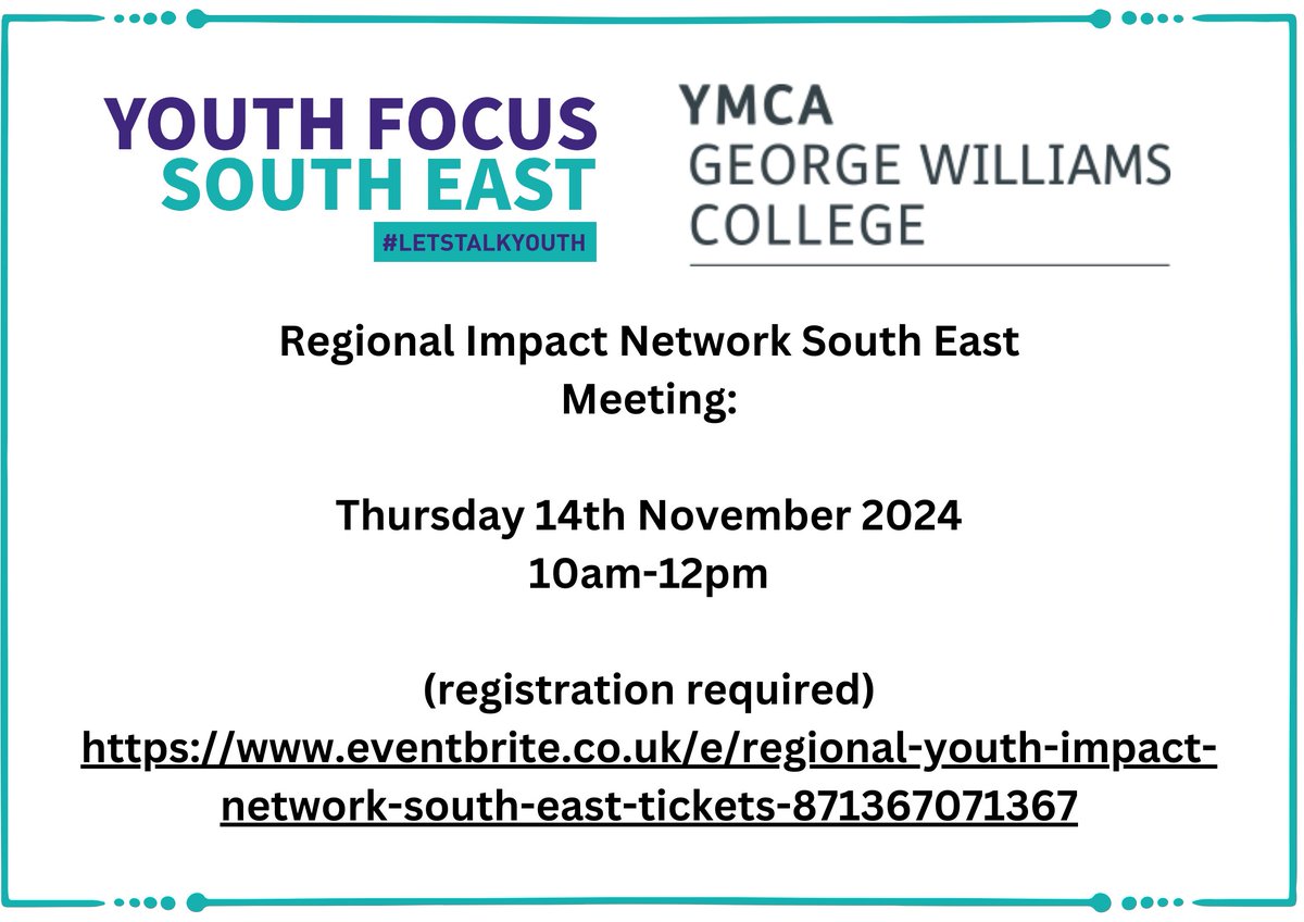 It's not too late! To sign up to this week's Regional Impact meeting, alongside <a href="/YMCAGWC/">YMCA George Williams College</a>.
This is a really insightful and useful meeting with amazing toolkits to help measure your impact of youth work.
Click below to sign up👇
eventbrite.co.uk/e/regional-you…