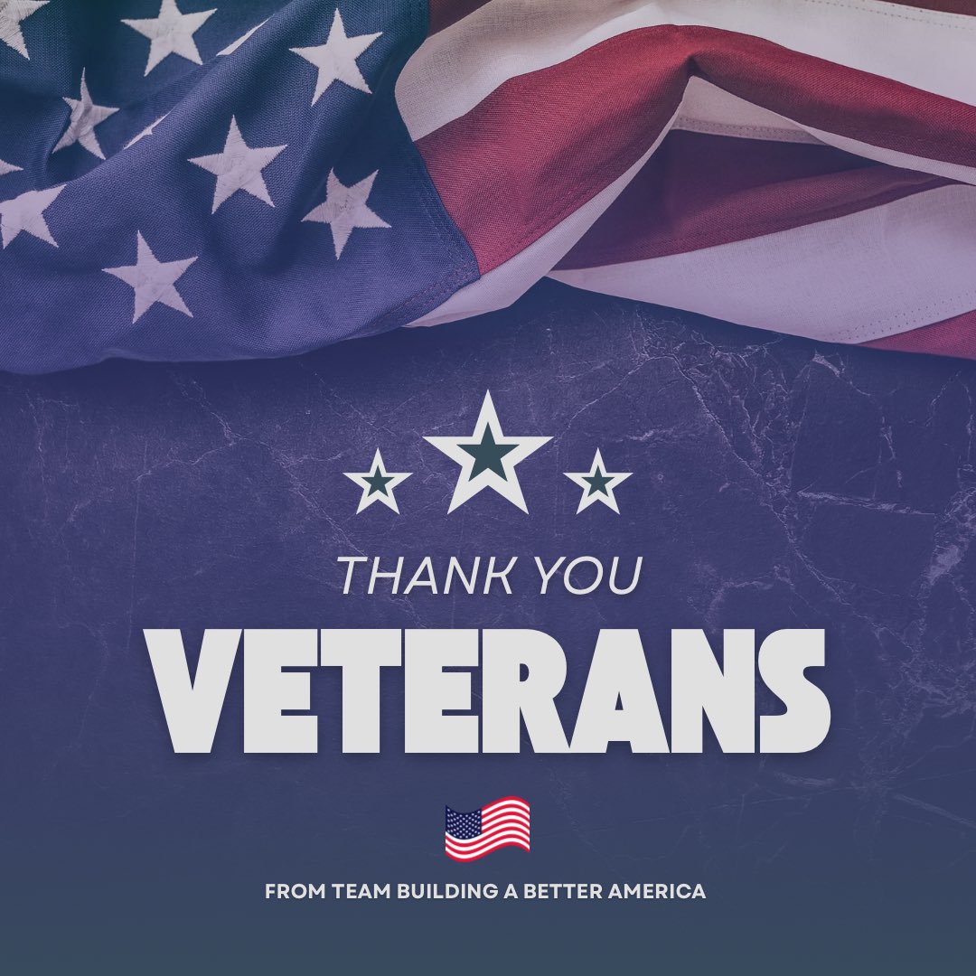 We appreciate your efforts, veterans!
#VeteransDay 🇺🇸

From Team #BuildingABetterAmerica