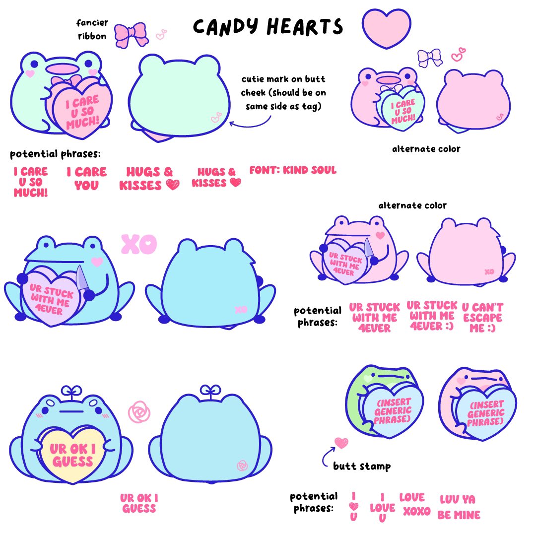 i think my valentines designs got rejected due to not having enough frogs making out, but i'm gonna make yall look at them anyways 💘 