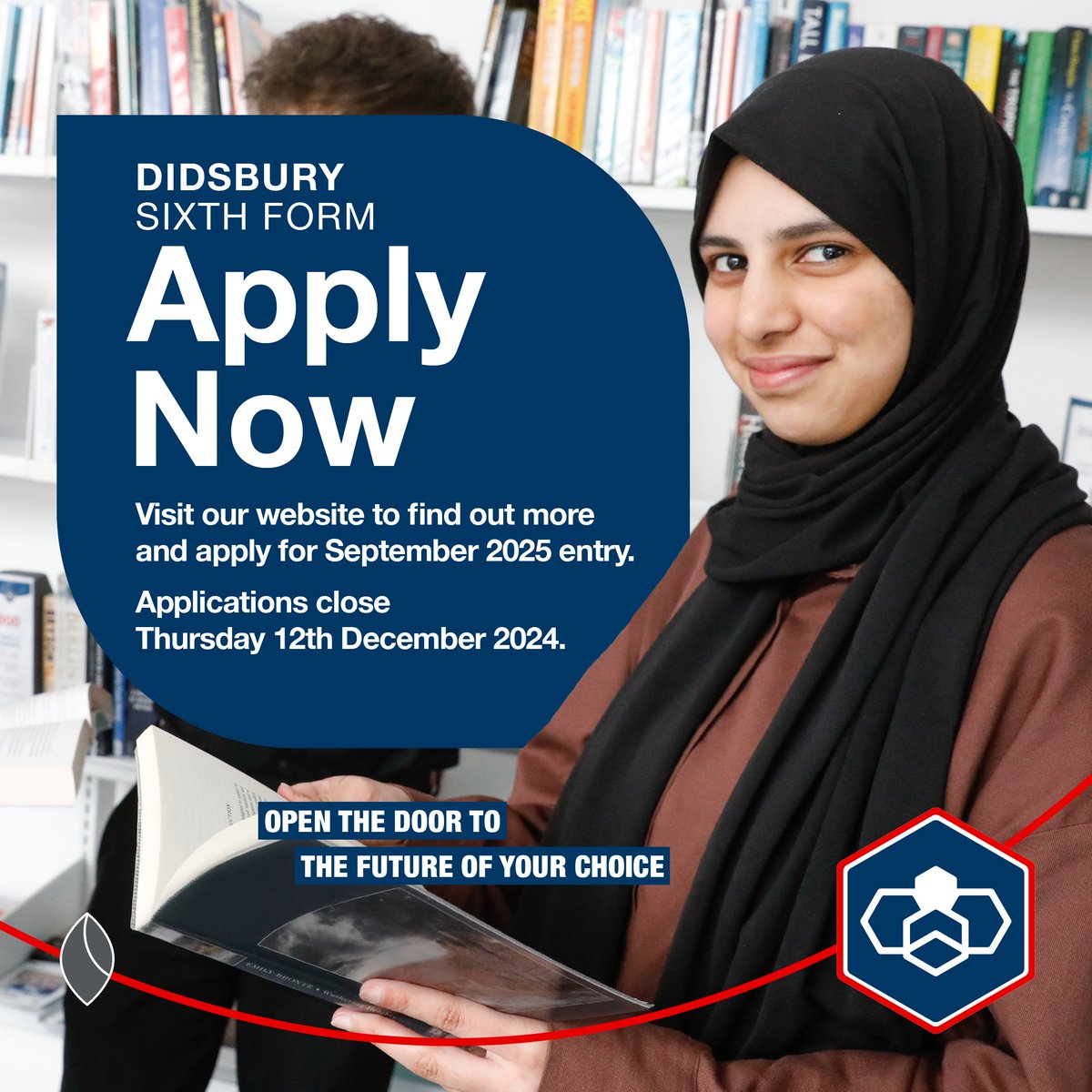 📝 | Applications now open
We are now accepting applications to Didsbury Sixth Form for 2025!

Interested in our A Level offer?

Visit our website today to apply for your place👇
didsburyhighschool.org.uk/sixth-form-adm…