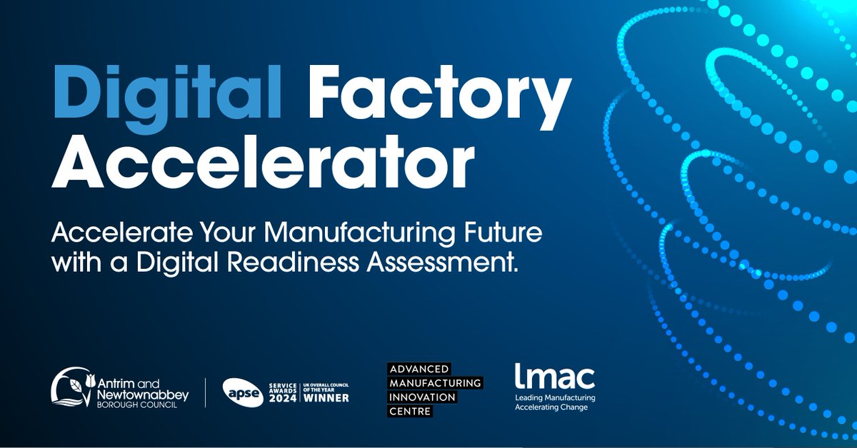 ANBorough's tweet photo. Digital Factory Accelerator! 

• Expert support
• Digital manufacturing assessment
• Benchmarking against global standards
• Roadmap for your digital journey
• Funding &amp; business support

Register your interest: https://t.co/MZRXW4D8yi

LMAC Consulting UK Ltd @QUBcitydeal https://t.co/6TJSPmvGaS