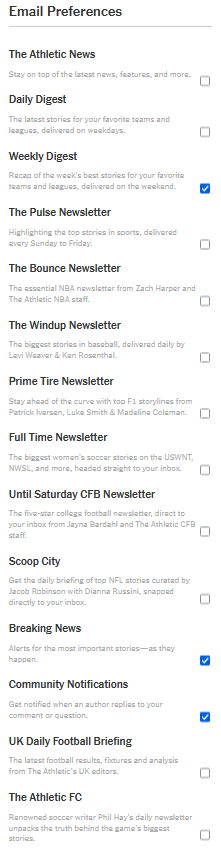 mcpalmnj's tweet photo. @TheAthletic why do i seem to be subscribed to every daily newsletter you put out despite not subscribing to any of them? talk about spam. would love to submit the issue on your website but there is no way to do so... https://t.co/AVBQNW5pi1