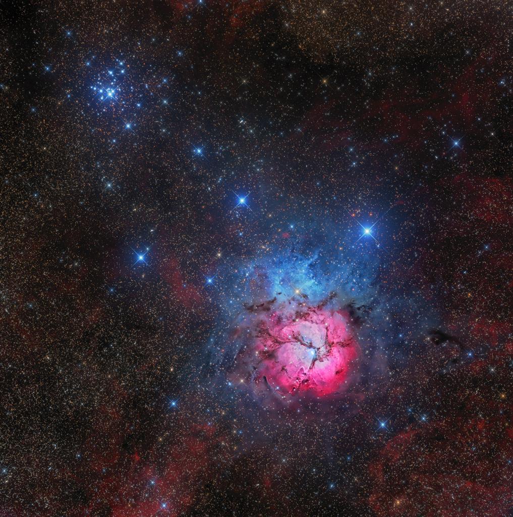 nasapod's tweet photo. Messier 20 and 21

Source: https://t.co/DwRZkj2pmr

#TrifidNebula #Messier20 #M20 #Sagittarius #Nebula #StarCluster #M21 #CosmicContrasts #StarFormation #DeepSpace #Astrophotography #Astronomy #Space https://t.co/CthxgA9dgq