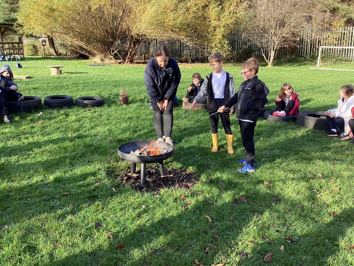 Today P3 visited the nursery garden where Miss Allen and Mr McLaughlin led a session at the fire pit. We learned how to make a fire and how to stay safe around a fire pit. The s’mores were delicious! 😋 Thank you <a href="/CarmondeanELC/">CarmondeanELC</a>!