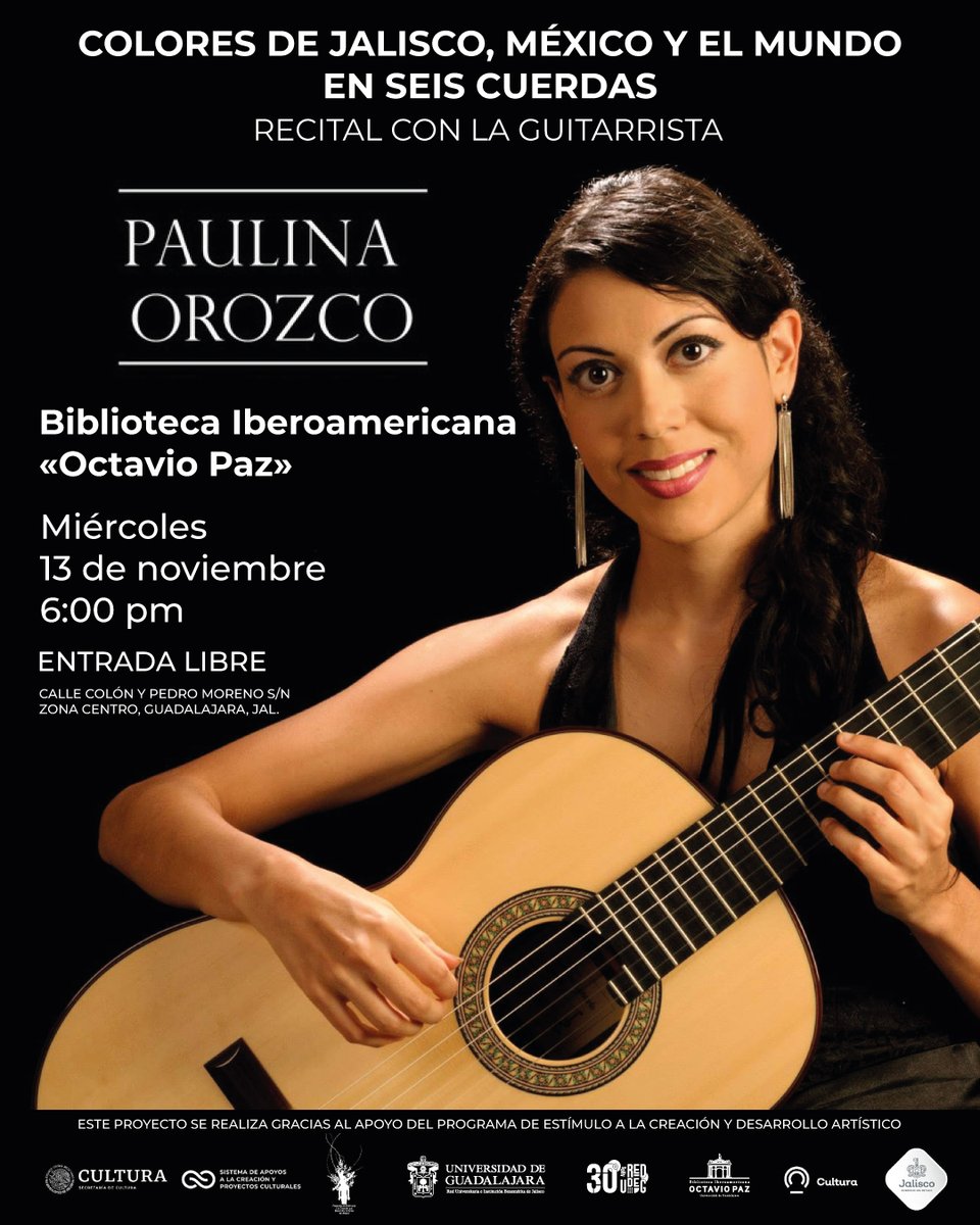 Paulina Orozco en la Biblioteca
Acompáñanos este próximo 13 de noviembre en punto de las 6:00 de la tarde
Entrada Libre. te esperamos