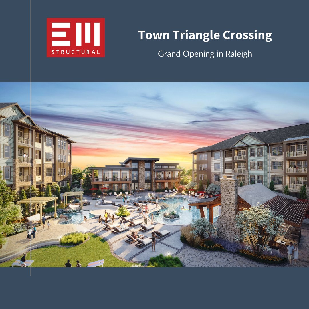 EMStructural's tweet photo. Exciting news from EM Structural DC! 🎉 Town Triangle Crossing, a multifamily community in Raleigh designed in partnership with Related Group of Miami, is now open! We're proud to play a role in bringing this vibrant new community to life! 🏡 https://t.co/A3lp520je2