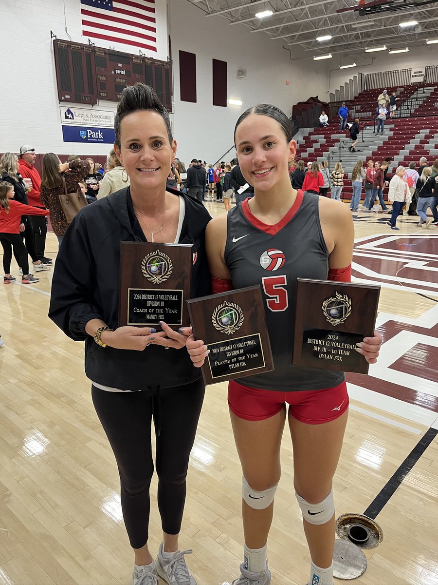 SHSvollball's tweet photo. Congratulations Coach Fox on being named District 12 DIII Coach of The Year and @dylanfox_6 for being named District 12 DIII Play of The Year! 
You can catch Dylan one last time in a Sheridan uniform, playing in the All-Ohio game next weekend. https://t.co/7bvP12mJGI