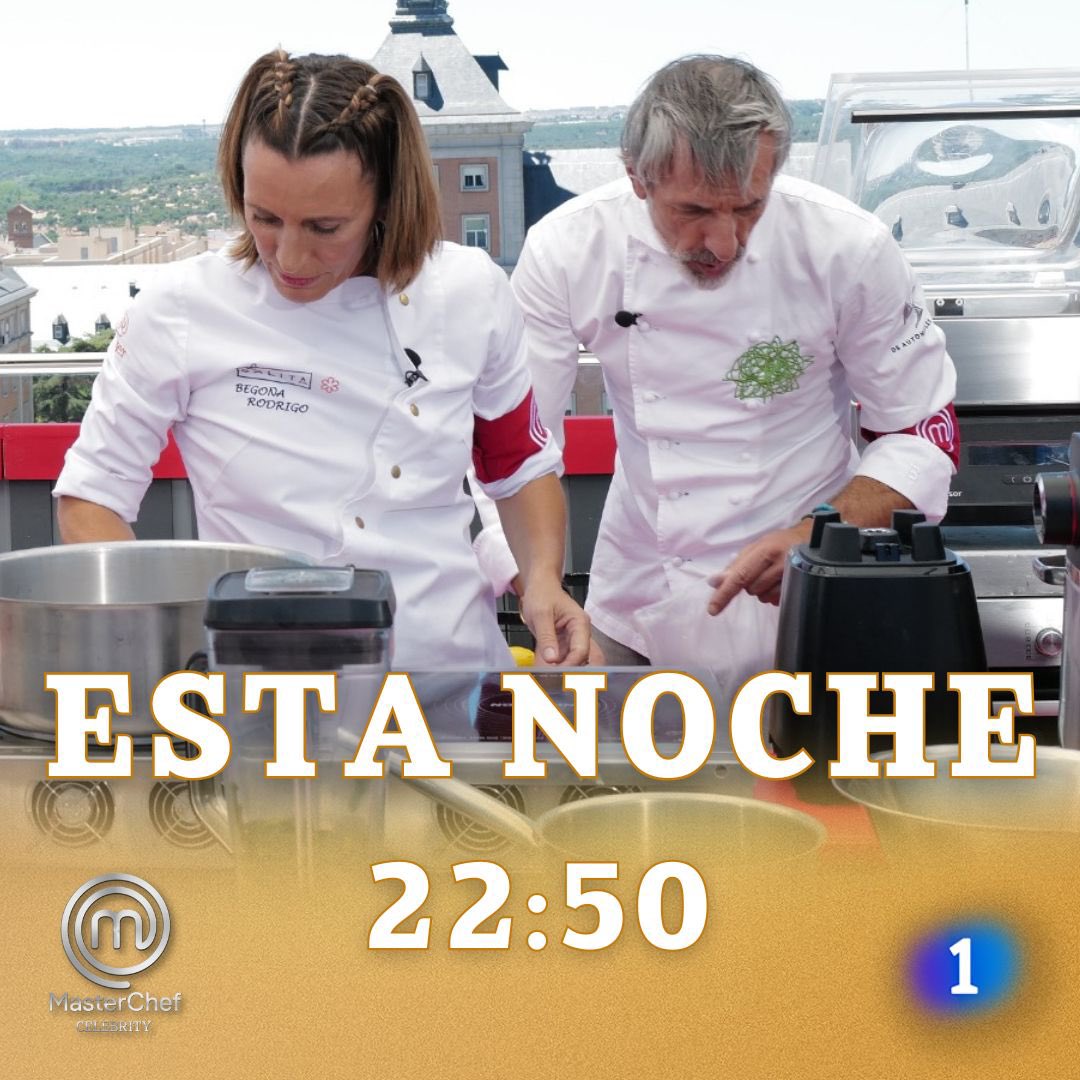 🔥Esta noche  a las 22:50h en #MCCelebrity cocinarán para sus amigos y también se medirán con los chefs Begoña Rodrigo y Pepe Solla (con tres Soles Repsol cada uno) en una colaboración histórica.