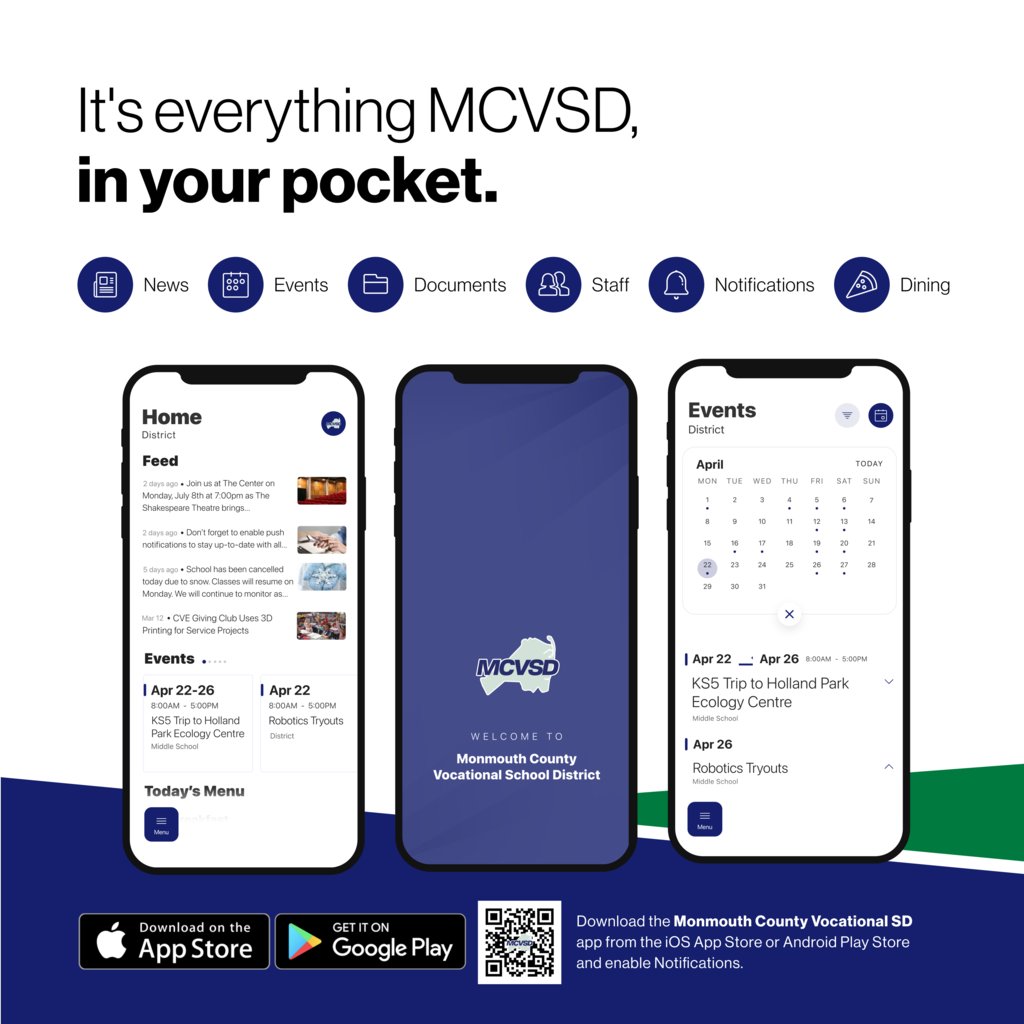 We're thrilled to announce the new app for MCVSD! It's
everything MCVSD, in your pocket.
Download for Android aptg.co/z3H5lb
Download for iPhone aptg.co/mJyx7K