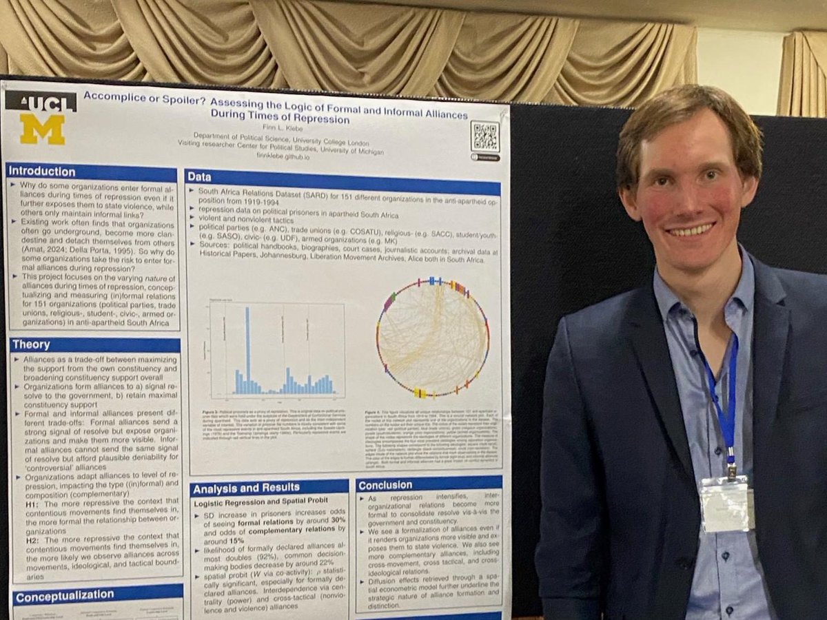 Finn Klebe (@finnklebe) on Twitter photo Grateful for the opportunity to attend Peace Science for the first time! <a href="/PeaceScienceSoc/">Peace Science Society (International)</a>
I had a great time presenting at the 'Future of Conflict Studies & Network Analysis' workshop and poster session. Many thanks to all organizers! Great to have the conference in Ann Arbor!π Grateful for the opportunity to attend Peace Science for the first time! <a href="/PeaceScienceSoc/">Peace Science Society (International)</a>
I had a great time presenting at the 'Future of Conflict Studies & Network Analysis' workshop and poster session. Many thanks to all organizers! Great to have the conference in Ann Arbor!π