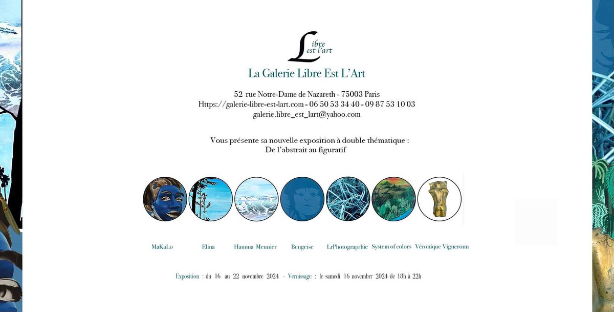 L’une de nos thématiques phares, à savoir, « De l’abstrait au figuratif » est de retour fin novembre !

#exposition #vernissage #peinture #sculpture #bleu #artabstrait #artfiguratif #artcontemporain #contemporaryart !