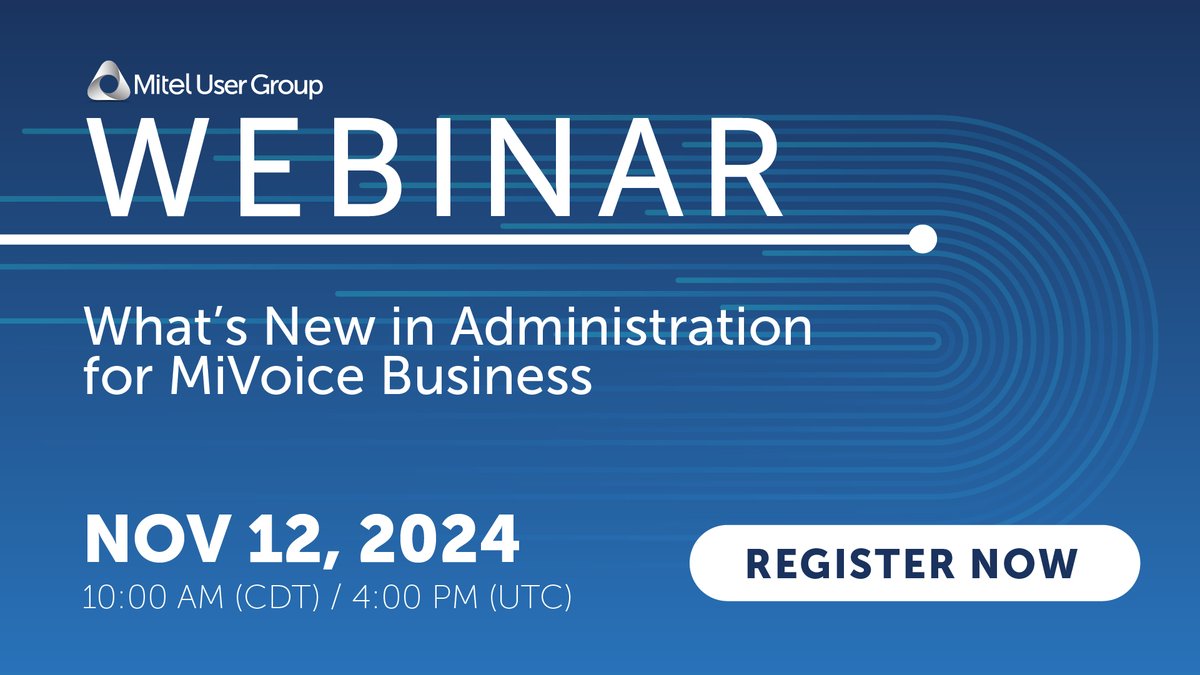 Join us tomorrow! Discover the latest MiVoice Business features to streamline operations and simplify admin tasks. Join Mitel experts for a live showcase and Q&amp;A on the new user portal, simplified interface, and more! Don't miss it - bit.ly/40vqsaJ