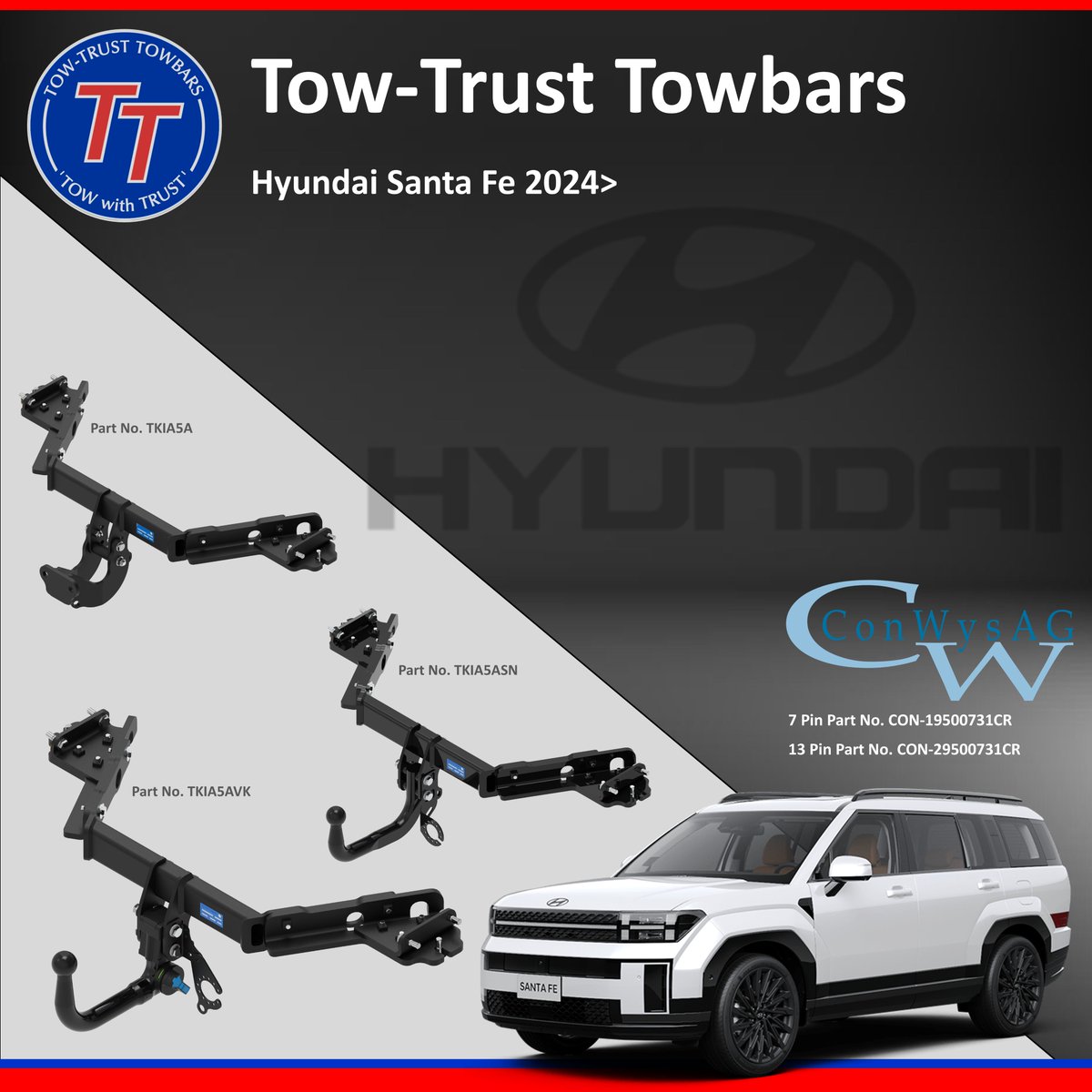 🚨 New Product Launch 🚨 

We Are Excited To Announce We Have Products In Stock For The All New Hyundai Santa Fe 2024>

#TTT #TowTrust #TowingTheNation #TowWithTrust #Camping #Touring #Holiday2024 #Vanlife #Holiday #Towbar #NewRelease #Hyundai