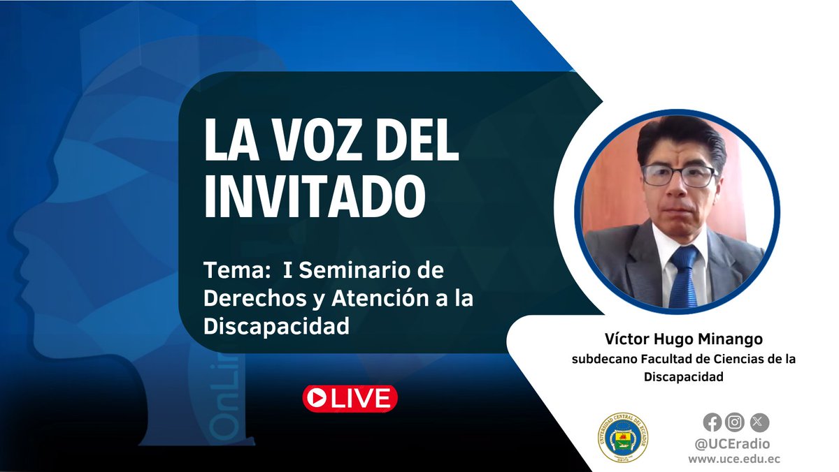 📌ENTREVISTA 🎧🎤 

En tu programa #LaVozDelinvitado invitamos al  I Seminario de Derechos y Atención a la Discapacidad.

Conoce más

Escúchanos 💻 uce.edu.ec
