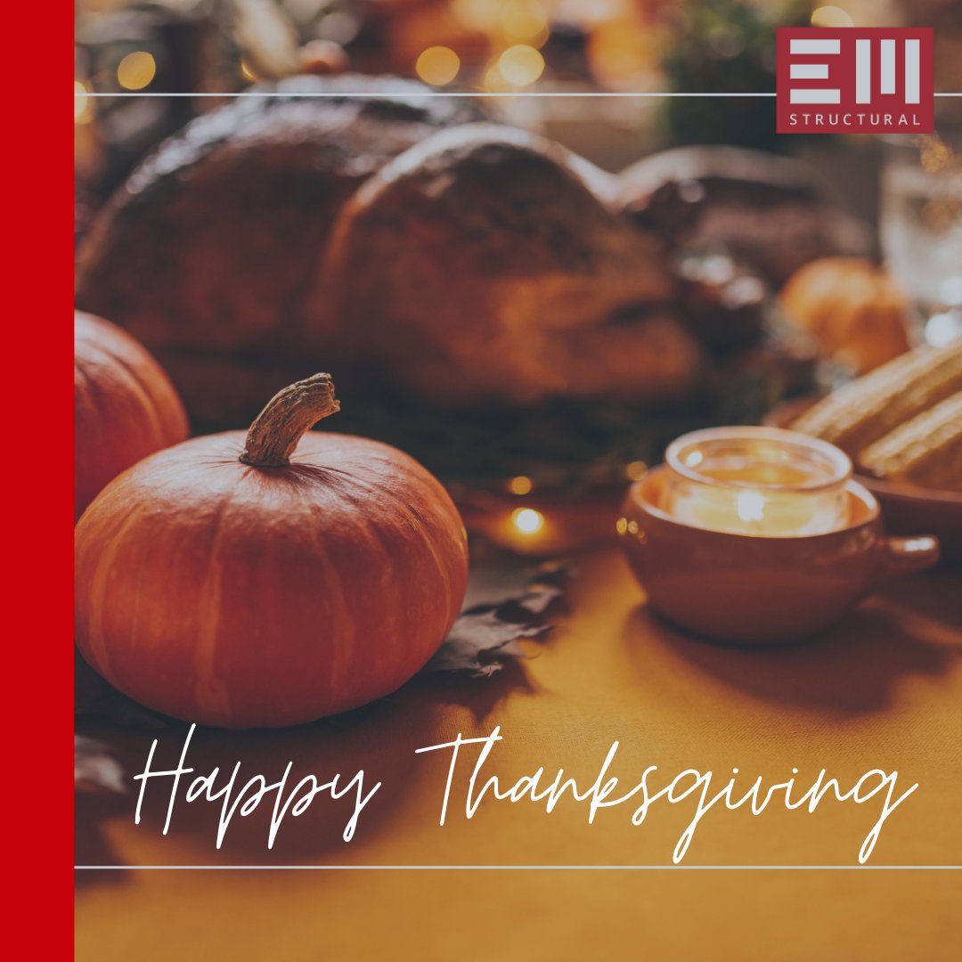 EMStructural's tweet photo. We're filled with gratitude for the incredible team, partners, &amp; clients who make what we do possible. To our EM Structural family, thank you for your hard work, dedication, &amp; trust in us. Wishing everyone a joyful day filled with connection &amp; celebration. Happy Thanksgiving! https://t.co/jq54TKrmI5