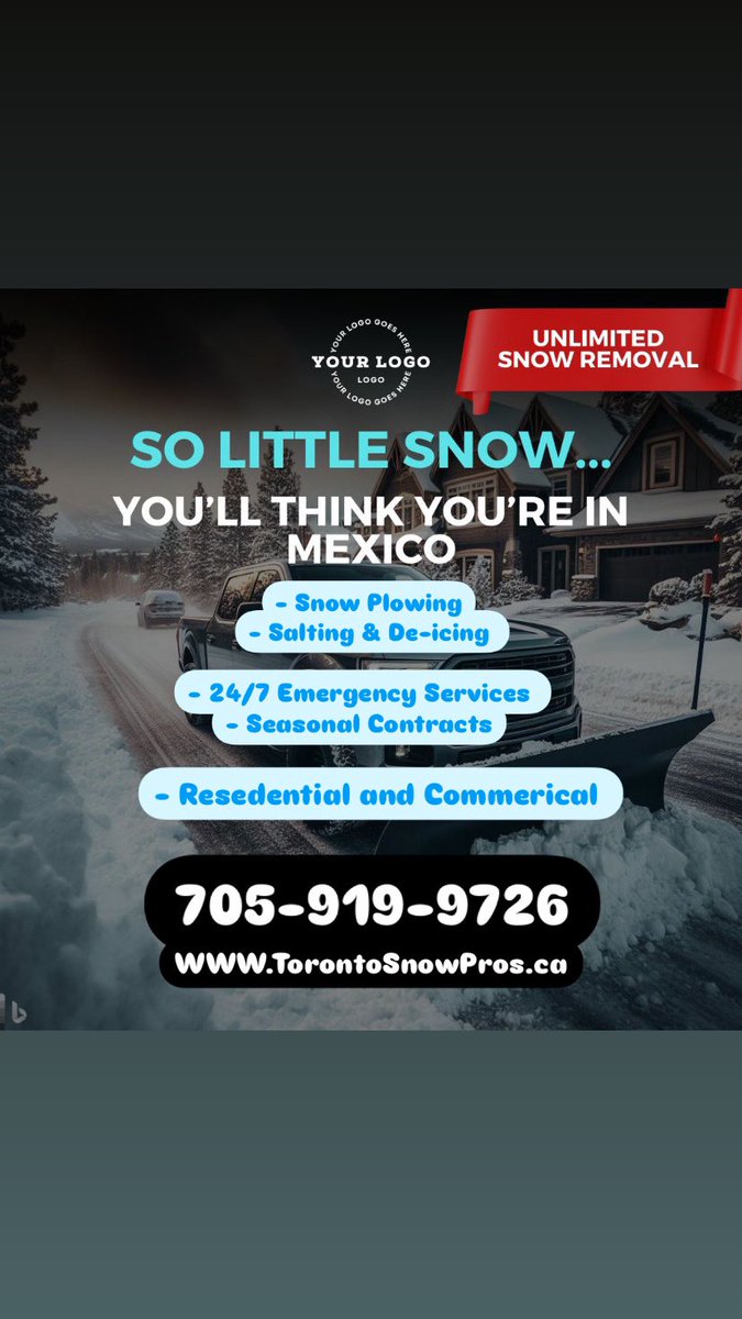 ❄️ Winter’s around the corner! ❄️ 

Keep your property clear and safe all season with Toronto Snow Pros.

📞 Call us today to get your quote!       705-919-9726

🌐 torontosnowpros.ca
