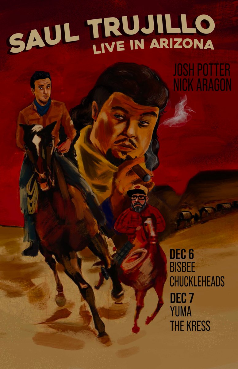 We are so excited to see Saul Trujillo headline on Saturday, December 7th, and he's bringing Josh Potter and Nick Aragon with him! 
Ticket link in bio. 

#YUMA #YumaAZ #ThingsToDoInYuma #928Comedy #StandUpComedy