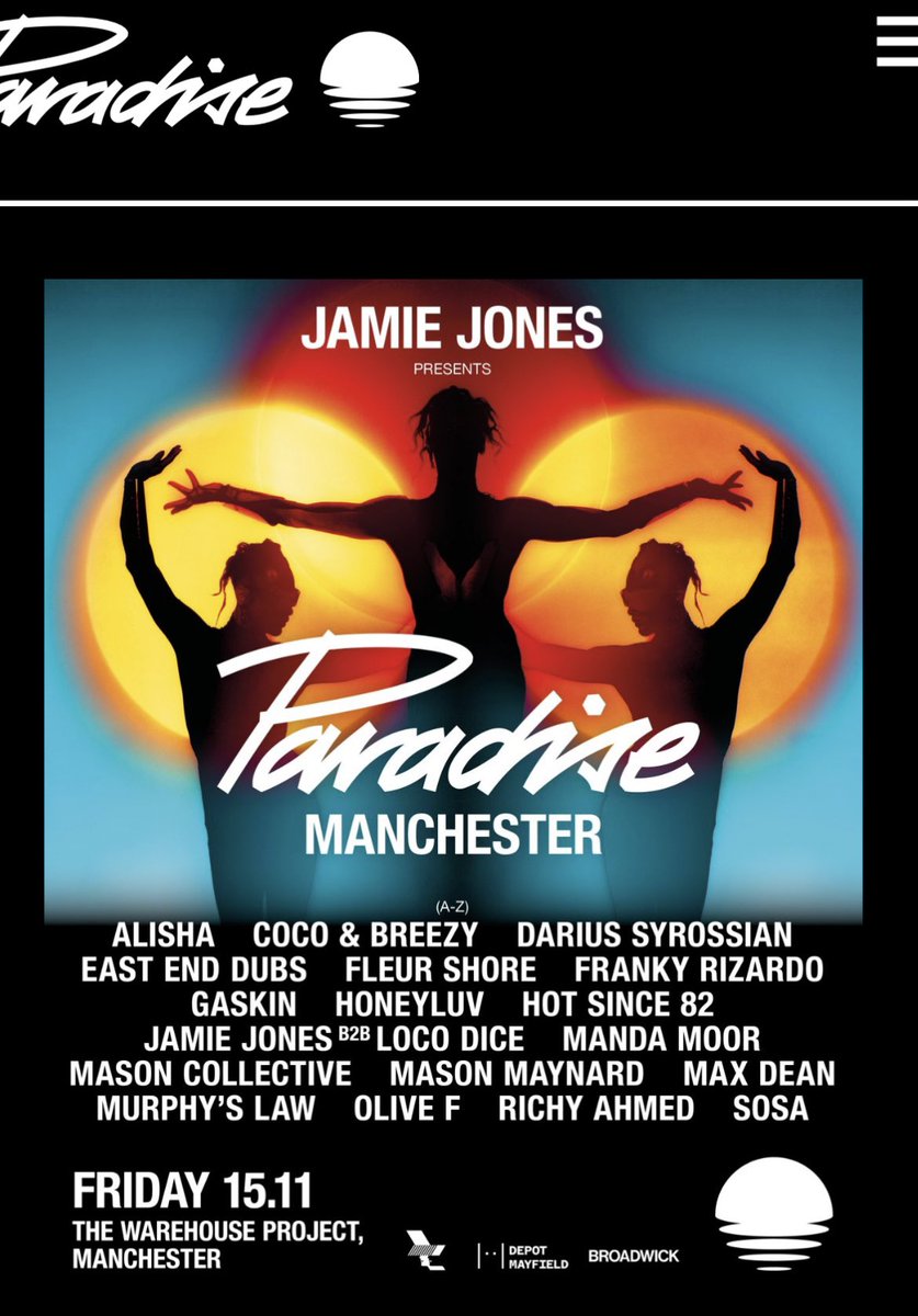 2x Tickets for Paradise @ WHP this Friday. #Paradise #JamieJones