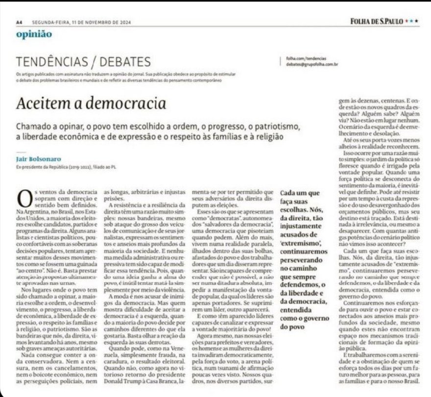 Pr_helton_'s tweet photo. Coluna na @folha assinada por Jair Bolsonaro…tem alguma coisa de estranha no ar 🤷🏾‍♂️ https://t.co/jYmxeOKneu