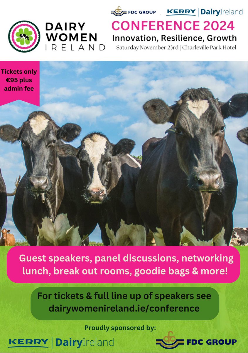 🔥🔥Listen up! 🔥🔥
The Dairy Woman in your life needs to attend this event! 🐄 Bringing together, supporting and empowering dairy women; whatever role they play on/off the farm! 🐮 Disclaimer: Men also welcome 😂 dairywomenireland.ie/conference