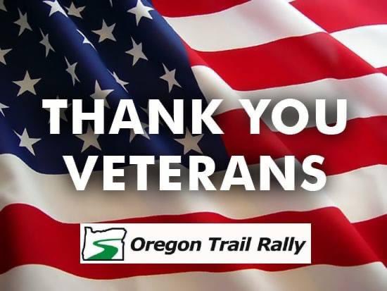Oregon Trail Rally (@oregontrailrly) on Twitter photo All of us at OTR would like to send our sincere Thank You for the dedication and sacrifices our Veterans, Soldiers and their families have made for all of us. 
Happy Veterans Day! 🇺🇸 All of us at OTR would like to send our sincere Thank You for the dedication and sacrifices our Veterans, Soldiers and their families have made for all of us. 
Happy Veterans Day! 🇺🇸