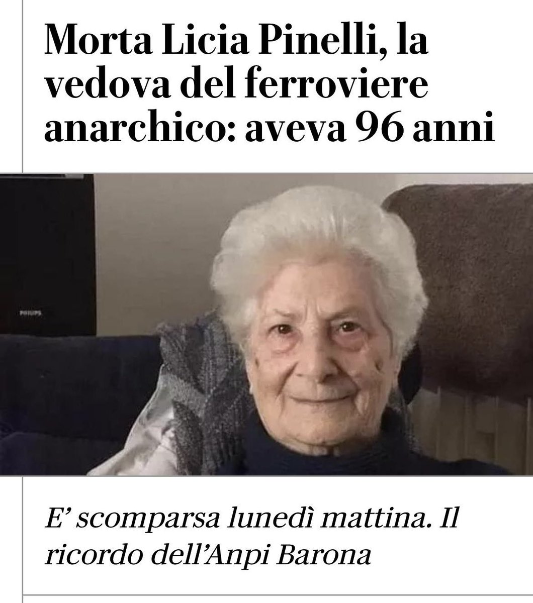 Un pensiero a Licia Pinelli, donna di straordinaria dignità e tenacia che ha lottato per decenni chiedendo giustizia per suo marito. Un esempio prezioso per i nostri valori democratici

#Pinelli