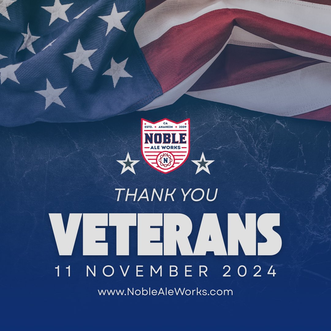 This Veterans Day, we want to take a moment to express our deep gratitude for the brave men and women who have served and sacrificed for our country. Join us at Noble Ale Works on November 11th as we raise a glass to honor your courage and dedication.