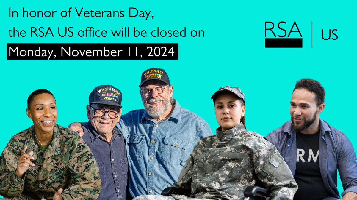 In honor of Veterans Day, the RSA US office will be closed on Monday, November 11, 2024