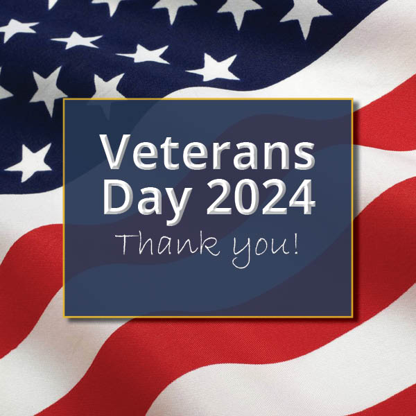 Happy Veterans Day! It's with much appreciation that we remember our Veterans and their families. Thank you for your service!