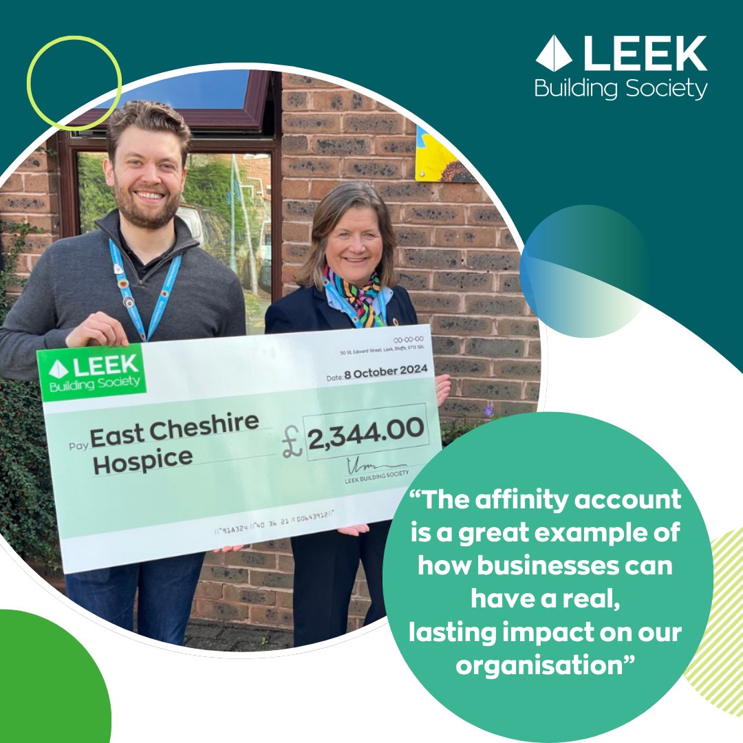 Leek Building Society (@leekbuildsoc) on Twitter photo Our East Cheshire Hospice Savings Account continues to make a difference!
Thanks to your support, we've donated over £2,300 to local charity, <a href="/ECHospice/">East Cheshire Hospice</a> this year, which is based off the average total balances held in all East Cheshire Hospice Savings Accounts. Our East Cheshire Hospice Savings Account continues to make a difference!
Thanks to your support, we've donated over £2,300 to local charity, <a href="/ECHospice/">East Cheshire Hospice</a> this year, which is based off the average total balances held in all East Cheshire Hospice Savings Accounts.