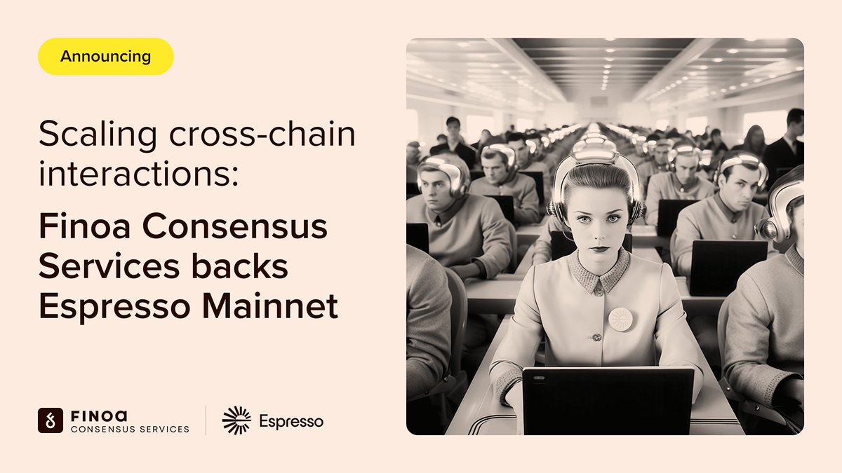 Finoa Consensus Services (@finoaconsensus) on Twitter photo ☕️<a href="/EspressoSys/">Espresso ☕️</a> is brewing on Mainnet! With HotShot consensus, it delivers piping-hot transaction finality in seconds. We are excited to support a new era of cross-chain scalability. ☕️<a href="/EspressoSys/">Espresso ☕️</a> is brewing on Mainnet! With HotShot consensus, it delivers piping-hot transaction finality in seconds. We are excited to support a new era of cross-chain scalability.