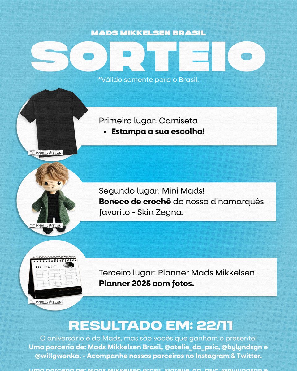 🎂 | O aniversário esse mês é do Mads mas o presente é de vocês! 💙 Sorteio válido pra todo Brasil, confira as regras: 

— RT e like nesse post;
— Comente "💙" + marque um amigo nos comentários;
— Seguir os parceiros: atelie_da_psic (IG), bylyndsgn (IG) &amp; @willgwonka.