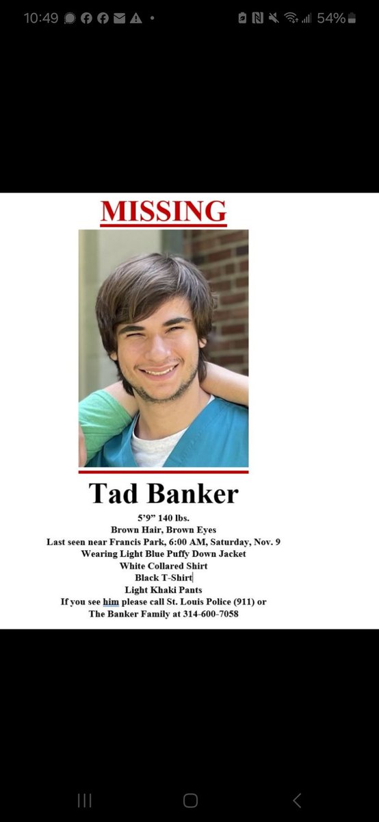 JeffSmithMO's tweet photo. My friend @andybankertv's son has been missing since Saturday morning from Francis Park in south St. Louis. If you've seen him, please follow the instructions below. If not, can you please repost? Thank you! #FindTad https://t.co/1Ox2QVkz7M