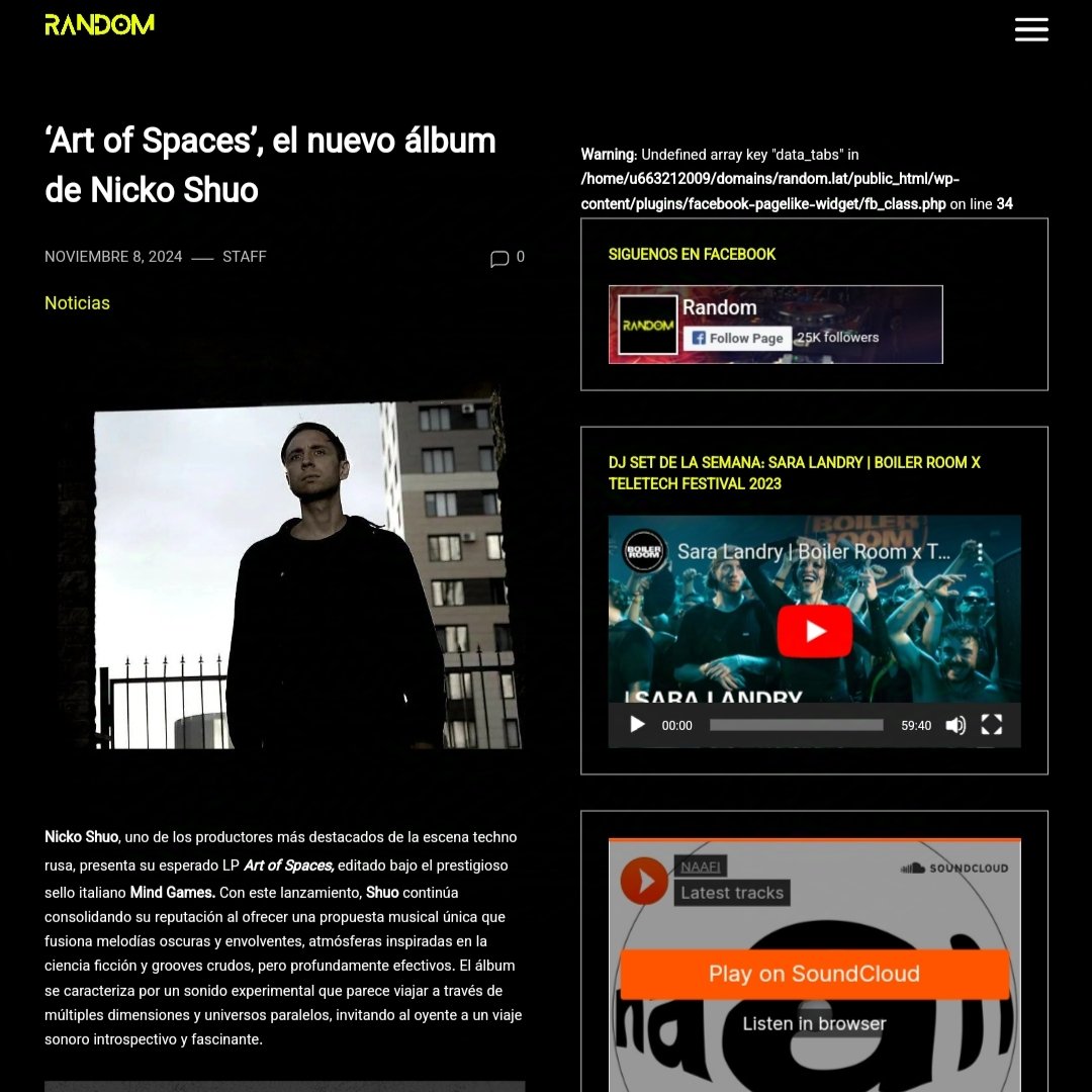 mindgamesrec's tweet image. Thank you Random.lat! Art of Spaces by #NickoShuo, including a #LinearPhase Remix, will be released this Thursday. Check the full review: random.lat/art-of-spaces-…