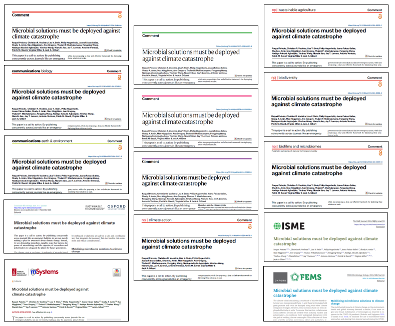 Nature Microbiology (@naturemicrobiol) on Twitter photo Emergency bulletin! 14 journals have co-published an urgent call for the deployment of microbial solutions against climate catastrophe, by <a href="/peixotors/">Raquel Peixoto</a> et al.
nature.com/articles/s4156… Emergency bulletin! 14 journals have co-published an urgent call for the deployment of microbial solutions against climate catastrophe, by <a href="/peixotors/">Raquel Peixoto</a> et al.
nature.com/articles/s4156…