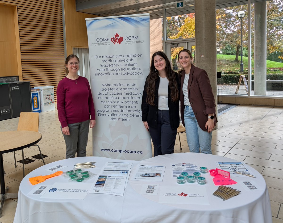 Check out our AAPM EDIC reps at the Canadian Undergraduate Physics Conference (CUPC)! Isabelle St-Martin, Erin MacMillan, and Samantha Lloyd!